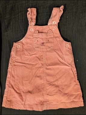 Carter's Dusty Pink Corduroy Overall Dress with Bear Pocket
